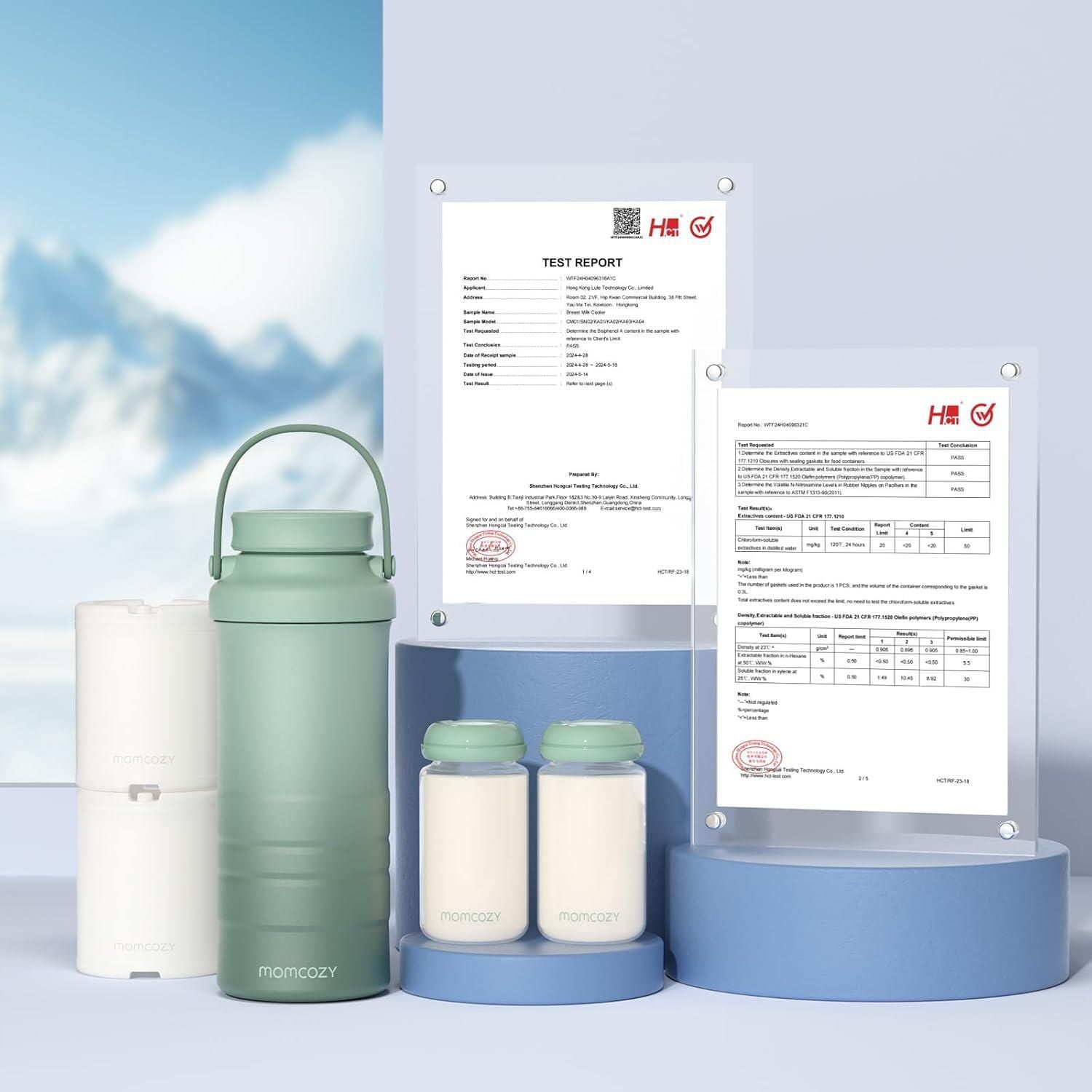 Momcozy 22oz Portable Breast Milk Cooler, Life Saver with 360° Total Cooling, Larger Capacity Travel Breastmilk Chiller with 2pcs Baby Bottles, Green