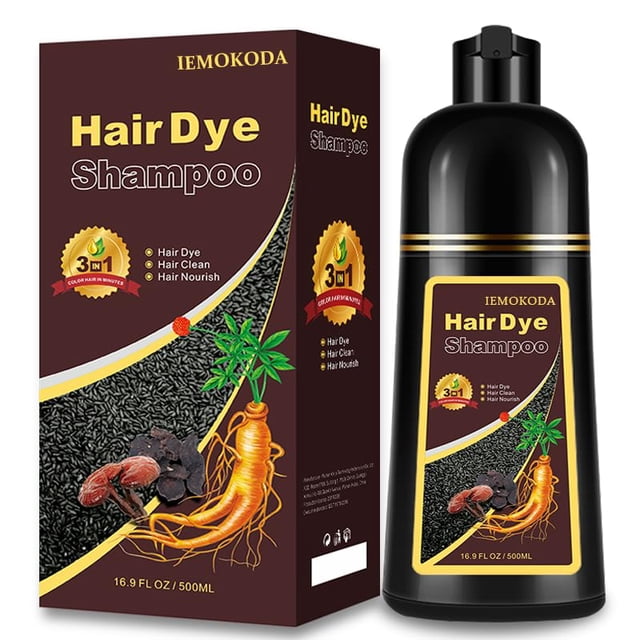 Champú colorante para cabello iemokoda, color 3 en 1, para cabellos grises, color café