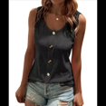 thumbnail image 2 of Camiseta Sin Mangas con Botones Delanteros para Mujer, Verano 2025, Informal, Holgada, con Cuello Redondo, Sin Mangas, Gris Oscuro, Talla M, 2 of 6
