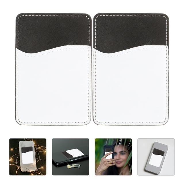 OULII Mobile Phone Card Sticker 2Pcs PU Rectangular for Men and Women Business Card Storage 3.77x2.59in