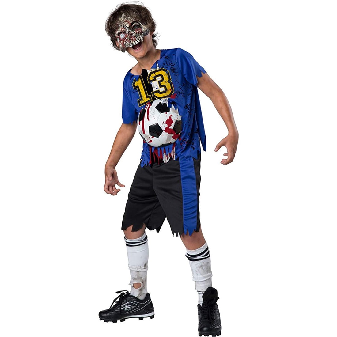 Zombie Footballer Mens Fancy Dress Halloween High School Adults Costume Outfit 