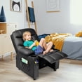 thumbnail image 2 of Costway Kids Youth Recliner Chair PU Leather w/Cup Holders & Side Pockets Black, 2 of 9
