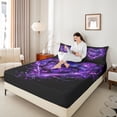 thumbnail image 4 of Castle Fairy Flying Purple Butterfly 4 Pieces Queen Sheet Sets for Teens Women Girls,Love Heart Print Ultra Soft Flat Sheet,Romantic Vintage Queen Fitted Sheet,Breathable Home Decor, 4 of 7