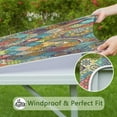 thumbnail image 6 of Colorful Elastic Edge Square Table Cover 34x34 Inch, Bohemian Floral Pattern for Card Tables and Patio Dining, 6 of 6