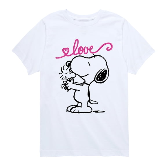 Peanuts - Snoopy and Woodstock Love - Youth Boys Short Sleeve Graphic T-Shirt