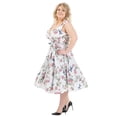 thumbnail image 2 of Miss Lavish London Women's Plus Size Dresses Retro Floral Rockabilly 40s and 50s Vintage Fashion [FLORAL-WHITE-22], 2 of 5