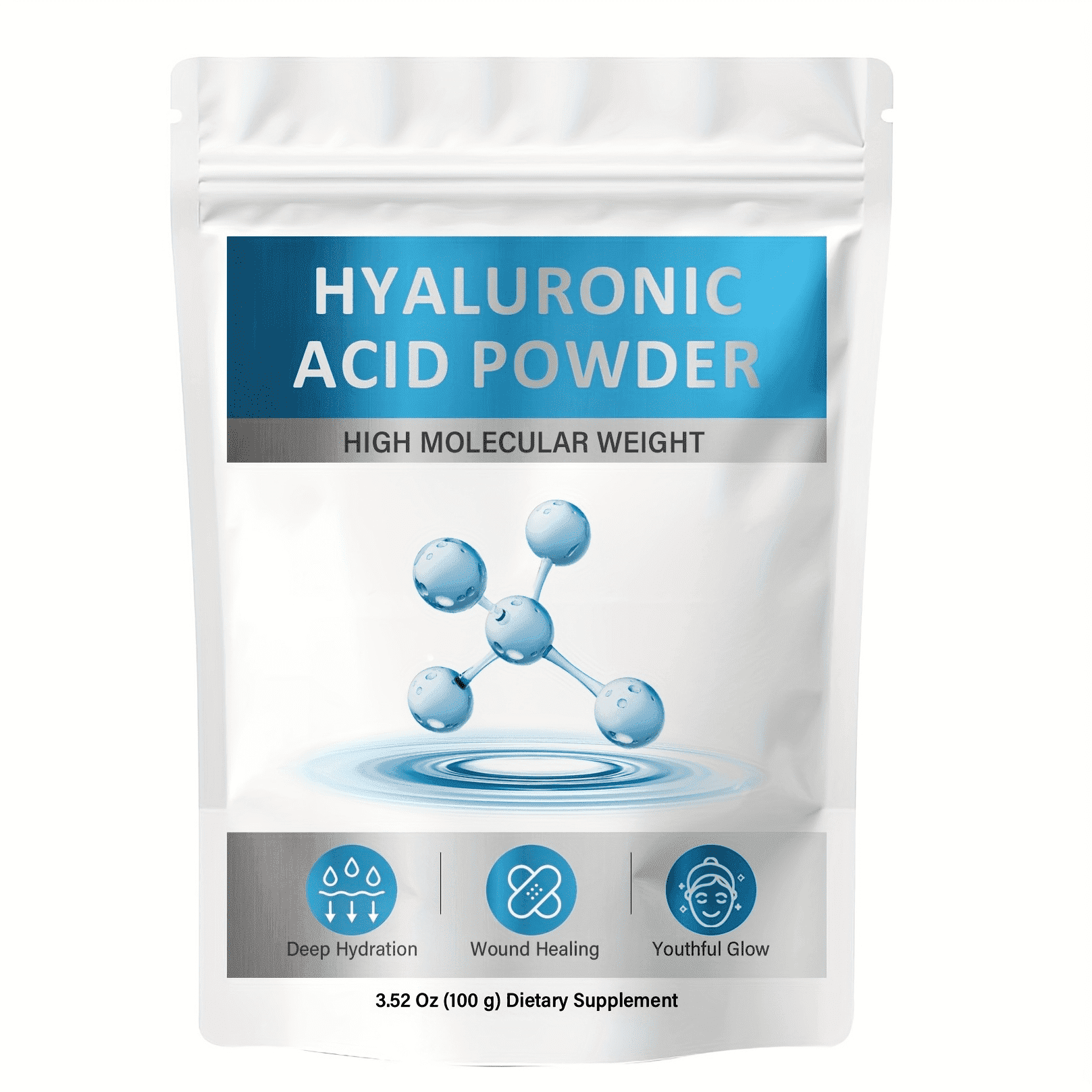 100g (3.52 Oz) Ultra Pure Hyaluronic Acid Powder for DIY Facial Serums, Deep Skin Hydration & Anti-Aging Formula
