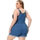 thumbnail image 4 of Plus Size Overalls Denim Pants for Women Roll Hem Chambray Shorts Pants Denim Blue 3X, 4 of 5