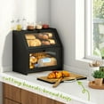thumbnail image 5 of Bamboo Wood Bread Box with Cutting Board - Farmhouse Countertop Storage Organizer (Black), 5 of 6