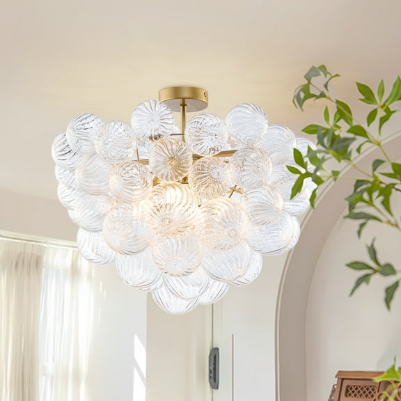 Longree Cluster Bubble Ball 4-Light Casual Chandelier, Gold Finish