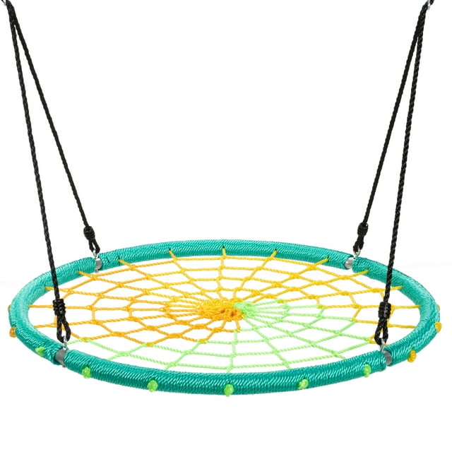 Costway 40'' Spider Web Tree Swing Kids Outdoor Play Set w/ Adjustable Ropes Gift Green