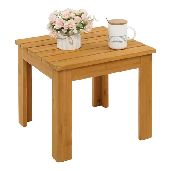 Wooden Square Side End Table Patio Coffee Bistro Table Indoor Outdoor Natural Polywood Small Wooden Table Gardenstar Adirondack Square Outdoor Side Table