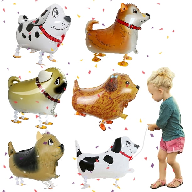 6 globos de aluminio con forma de animales que caminan, globos de aluminio con forma de cachorro, globos de animales que caminan, globos de perro que camina, globos de helio para niños, perros,