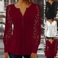 thumbnail image 2 of ShiShine Elegant Lace Lantern Long Sleeve t-Shirt for Women Trendy Sexy Button v Neck Tunic Tops Blouse, 2 of 9