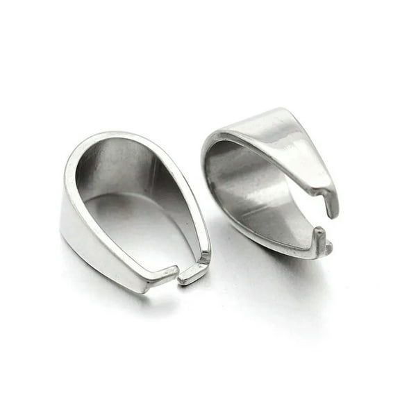 U8MO 20pcs 304 Stainless Steel Pinch Bails Ice Pick Smooth Snap Bails Findings 13x7mm