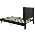 thumbnail image 6 of UHOMEPRO Upholstered Platform Twin Bed Frame with Headboard, Modern Black Faux Leather Twin Bed Frame with Wood Slat Support, Mattress Foundation for Adults Kids, No Box Spring Needed, 6 of 7