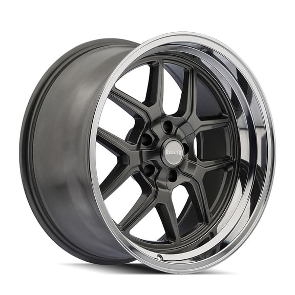 17x8 Ridler 610 Grey/Polished Lip Wheel 5x4.75 (0mm)