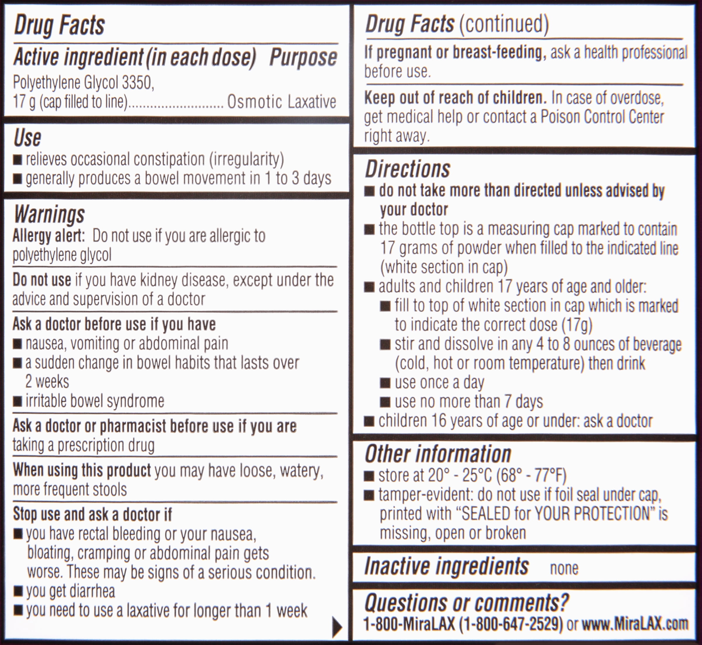 Miralax Dosage Chart For Adults