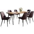 thumbnail image 2 of Jofran Nature's Edge Seven Piece Solid Acacia Dining Set with Upholstered Mid-Century Modern Chairs, 2 of 10