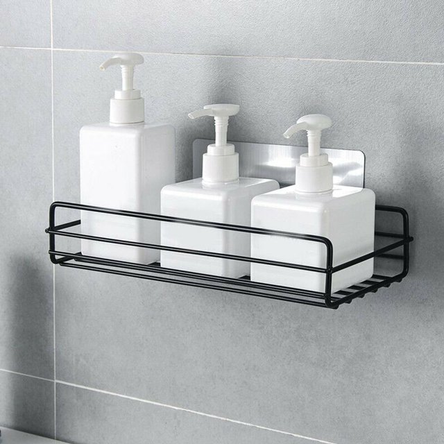 Solución de almacenamiento para el baño, estante de ducha inoxidable, montaje adhesivo para una instalación sin complicaciones, estructura duradera de acero inoxidable, ideal para entornos húmedos