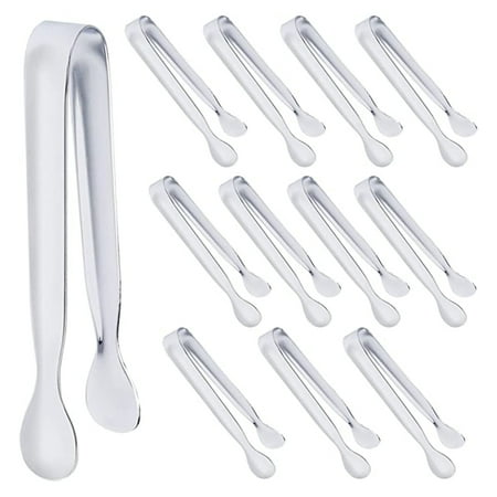 

AAOMASSR 12 PCS 12 * 304 Stainless Steel Model Silver Ice Clip Stainless Steel Sugar Clip Mini Small Ice Clip