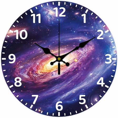 12inch Universe Galaxy Wall Clock Battery Operated Silent Non Ticking Round Decorative Clock for Office Home Living Room Bedroom Bathroom Kitchen Decor Galaxy