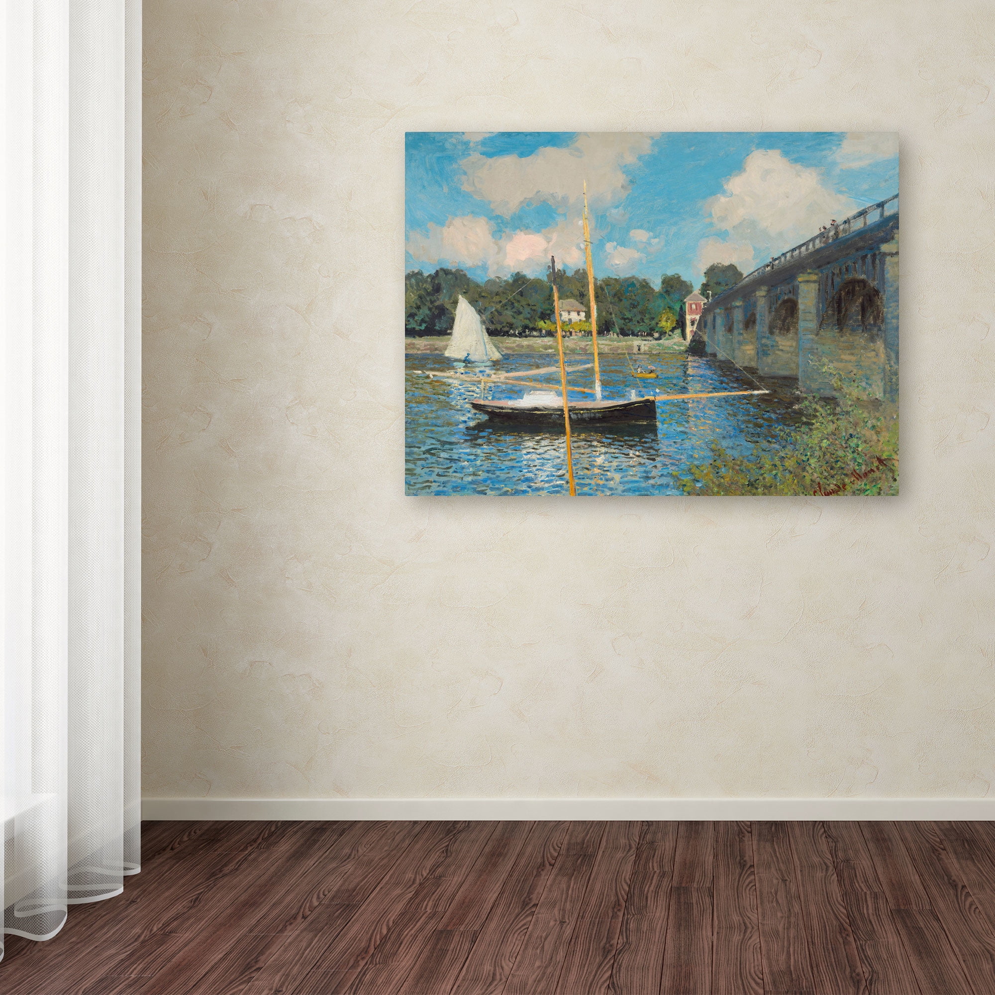 Trademark Fine Art "The Bridge at Argenteuil" 1874 Canvas Art by Claude Monet