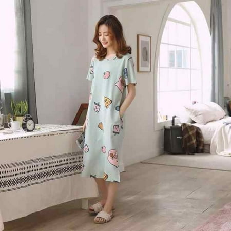 

Female Cartoon Pajamas Cute And Thin One-piece Nightdress Cute And Sweet