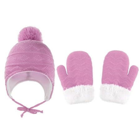 

LBECLEY Swim Hat Kid Baby Girls Boys Soft Warm Knit Hat Kids Winter Hat with Fleece Glove 2Pc Set Hat Baby Boy Hats Essentials Baby Gifts Purple One Size