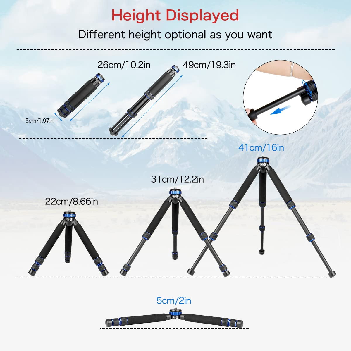 Koolehaoda Camera Mini Tripod, Lightweight Aluminum Alloy Tabletop Tripod Stand with 1/4 and 3/8 Screw Mount for DSLR Camera,Video Recorder,Cell Phone - (MT-03)