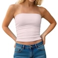 thumbnail image 2 of Antinious Ladies Solid Double Layer Stripe Tube Top Trendy Daily Casual Inner Bra, 2 of 5