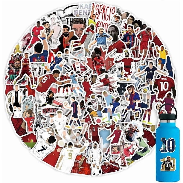 102pcs Soccer All Star Stickers Pack for Water BottlesMessi Decals for BoysVinyl Waterproof Cristiano Ronaldo Sticker for LaptopPhoneHard HatSkateboar