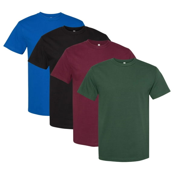 American Apparel Unisex Heavyweight Cotton T-Shirt, 100% Cotton Short Sleeve Crew Neck T-Shirt, Mix Color Bulk Tee shirts (Dark Color 4 Pack, M)