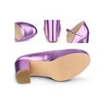thumbnail image 2 of BLISSFUL STEP Platform Mary Janes Block Heels Pumps for Women Purple (Size 7), 2 of 5