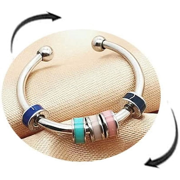 Anillos Fidget Para La Ansiedad Para Las Mujeresunti-ansiedad Spinner De Acero Inoxidable Cuenta Ajustable Esmalte Colorido Estético Lindo Delicado Anillos De Moda Para Adolescente Gi