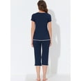 thumbnail image 4 of DARING DIVA Women's Round Neck Casual Pajama Sets L Navy Blue, 4 of 6