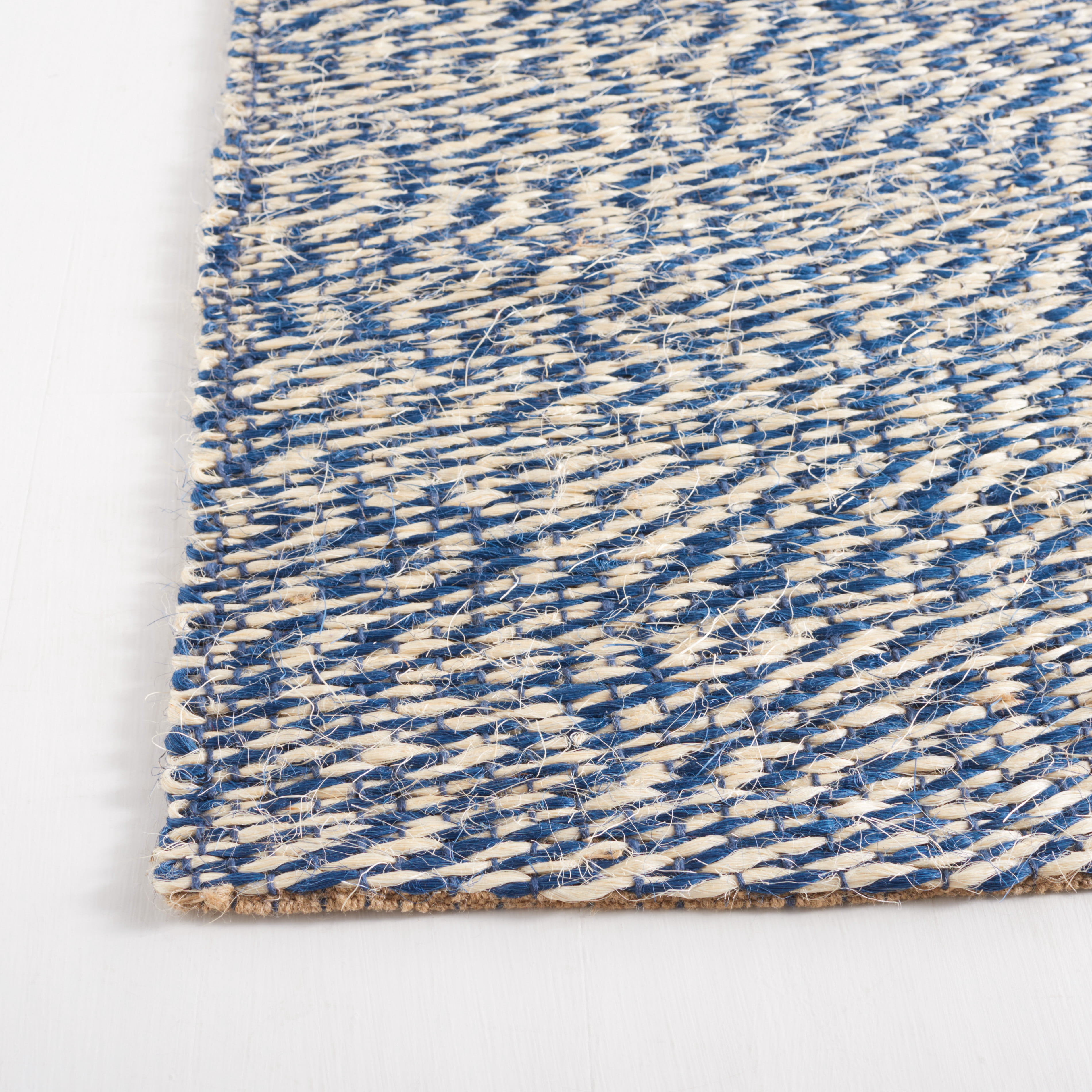 SAFAVIEH Natural Fiber Lars Solid Area Rug, Blue/Ivory, 8' x 8' Square