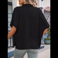 thumbnail image 4 of Blusas Casuales Clásicas de Corte Abotonado para Mujer, de Corta, Estilo Hawaiano para Vacaciones en la Playa, Color Negro, Talla M, 4 of 6