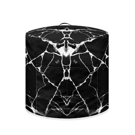 

NETILGEN Black Marble Vein Print Pressure Cooker Cover Slow Cooker Dust Cover Round & Foldable Dacron Electric Pressure Cooker Covers with 3 Qt
