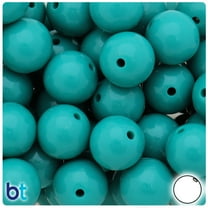 BeadTin Teal Green Opaque 20mm Round Plastic Craft Beads (10pcs)
