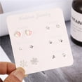 thumbnail image 6 of Grandest Birch 6 Pairs Women Snowflake Heart Star Leaf Faux Gem Ear Stud Earrings Jewelry Gift Alloy, Faux Gem Clear, 6 of 8