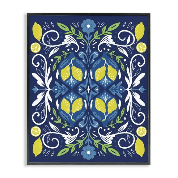Stupell Industries Mosaic Floral Pattern Food & Beverage Painting Black Framed Art Print Wall Art, 11 x 14