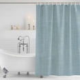 thumbnail image 2 of Polyester Fabric Vintage Haze Blue Shower Curtain, Farmhouse Retro Solid Color Linen Texture Waterproof Bathtub Curtain Bathroom Decor Set with Hooks 48 x 72 Inches, 2 of 6