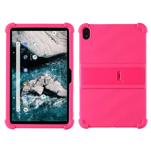 Tablet Protective Case Suitable For Nokia T20 10.4-inch Durable Waterproof Silicone Protective Cover Drop Resistance Shell Case ROSE RED