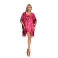 thumbnail image 3 of Beautybatik Fuchsia Womens Boho Hippie Batik Tie Dye Plus Size Tunic Blouse Kaftan Top Xl, 3 of 7