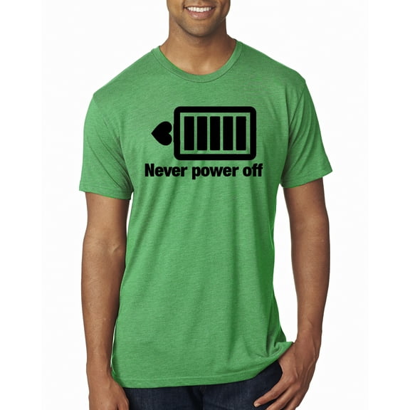 Cute Heart Never Power off Love Couple Gift Valentine's Day Mens Premium Tri Blend T-Shirt, Envy, Small