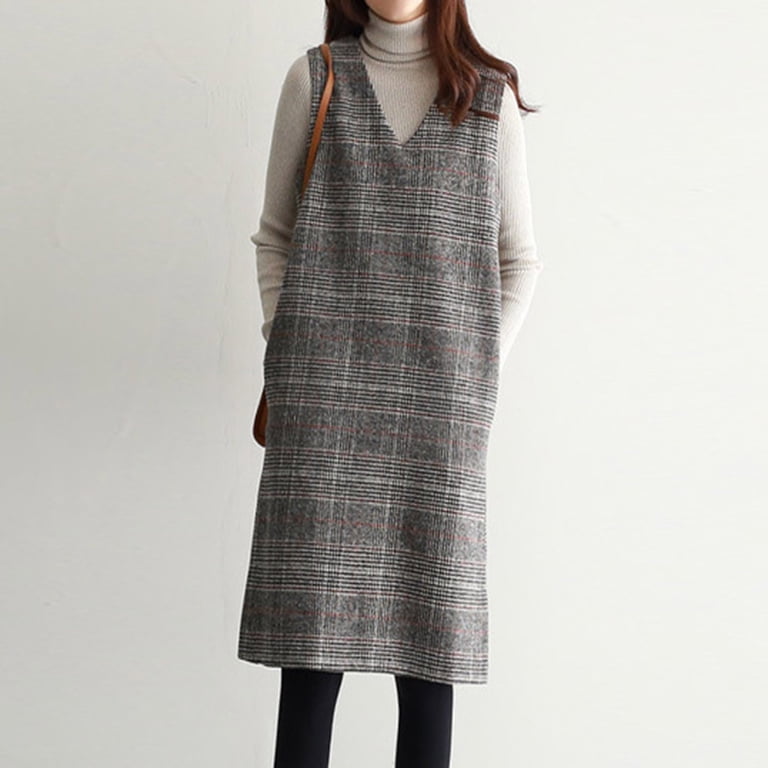 fall vest dress VETIOR Fall Sweater Vest Women Overall Dress Winter Plus Size Spring Casual Jumper Vest Dress V Neck Spring Dresses for Women Black XL at Amazon Women's Clothing store