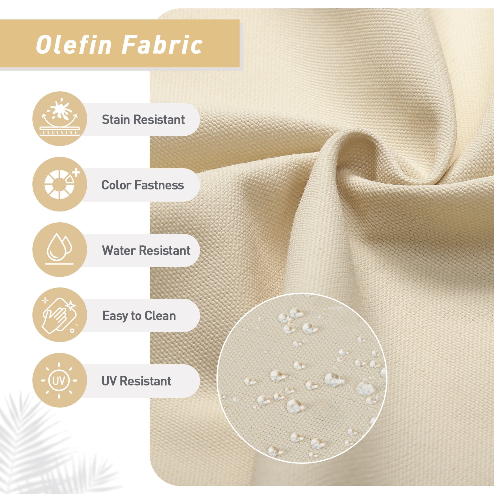 Aoodor 4-Piece Outdoor Chair Cushions 45 x 22 x 4 Inch Patio Furniture Seat Cushion - Cream Yellow