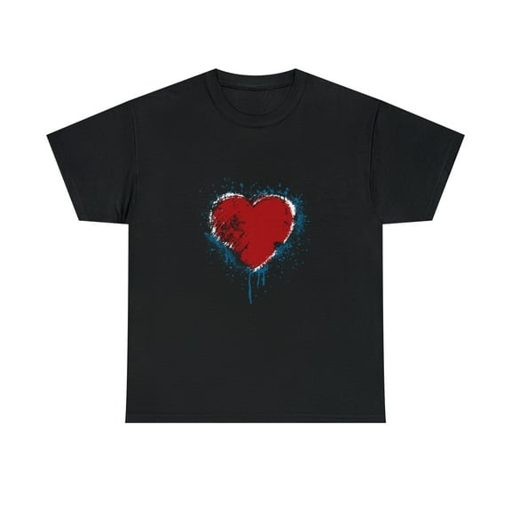 Blue, White and Red Heart Independence Day T-Shirt