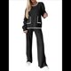 thumbnail image 2 of Conjunto de 2 Piezas para Mujer: Jersey de Punto de Larga Informal y Pantalón de Pierna . Conjunto Deportivo para Estar en Casa. Negro M, 2 of 10